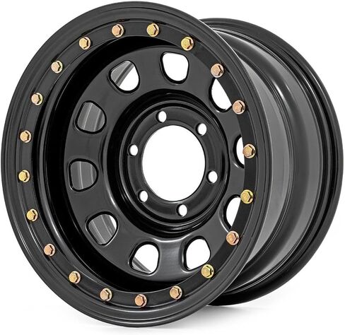 Rough Country Black Simulated Beadlock Steel 15x8 | 5x4.5-RC158545SL Wheel with Painted (15 x 8. inches /5 x 4 inches, -19 mm Offset) in Saudi Arabia