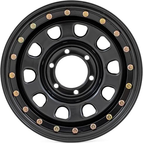 Rough Country Black Simulated Beadlock Steel 15x8 | 5x4.5-RC158545SL Wheel with Painted (15 x 8. inches /5 x 4 inches, -19 mm Offset) in Saudi Arabia