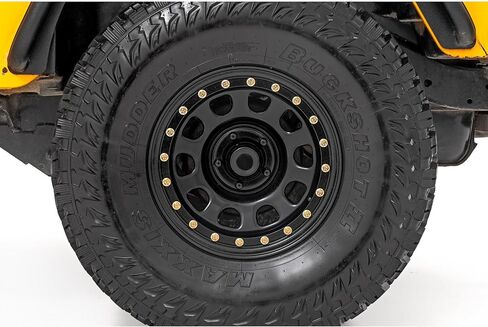 Rough Country Black Simulated Beadlock Steel 15x8 | 5x4.5-RC158545SL Wheel with Painted (15 x 8. inches /5 x 4 inches, -19 mm Offset) in Saudi Arabia