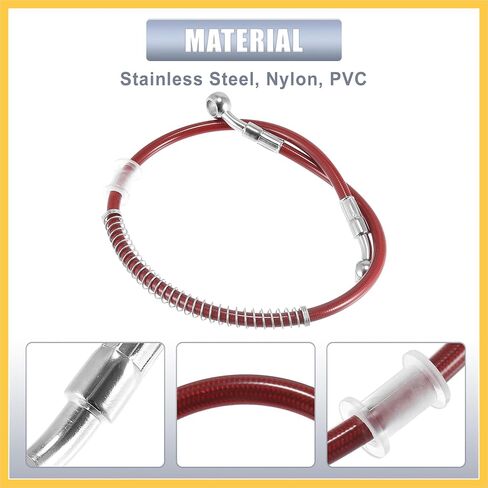 23.62" Length 10mm ID Motorcycle Hydraulic Brake Line Oil Hose Pipe Stainless Steel Braided Cable for ATV Motocross Sport Bikes Street Bikes Red Auto Replacement Parts in Saudi Arabia