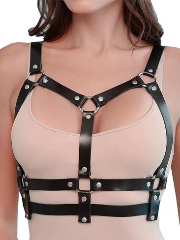 Women's Leather Harness S&M Body Chest Buckle Exotic Bras in Saudi Arabia