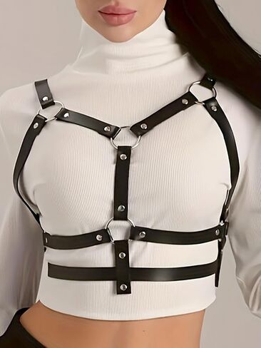 Women's Leather Harness S&M Body Chest Buckle Exotic Bras in Saudi Arabia