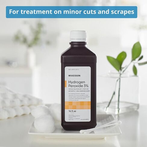 McKesson Hydrogen Peroxide 3%, 4 oz [Pack of 1] Topical Solution USP, First Aid Antiseptic, Oral Debriding Agent in Kuwait