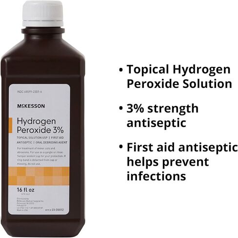 McKesson Hydrogen Peroxide 3%, 4 oz [Pack of 1] Topical Solution USP, First Aid Antiseptic, Oral Debriding Agent in Kuwait