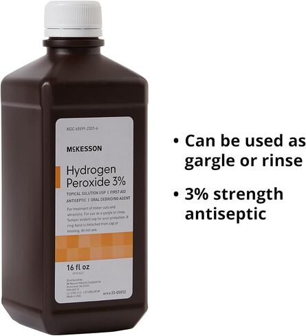 McKesson Hydrogen Peroxide 3%, 4 oz [Pack of 1] Topical Solution USP, First Aid Antiseptic, Oral Debriding Agent in Kuwait