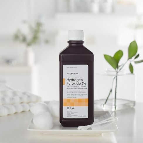 McKesson Hydrogen Peroxide 3%, 4 oz [Pack of 1] Topical Solution USP, First Aid Antiseptic, Oral Debriding Agent in Kuwait