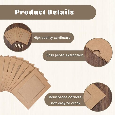 10 Pcs Paper Picture Frames, 4x6 Inch Paper Photo Frame Cardboard Photo Frames with Clips and Strings DIY Clip Hanging Photo Display Holders for Home, Classroom, Office,Wedding(Khaki) in Saudi Arabia