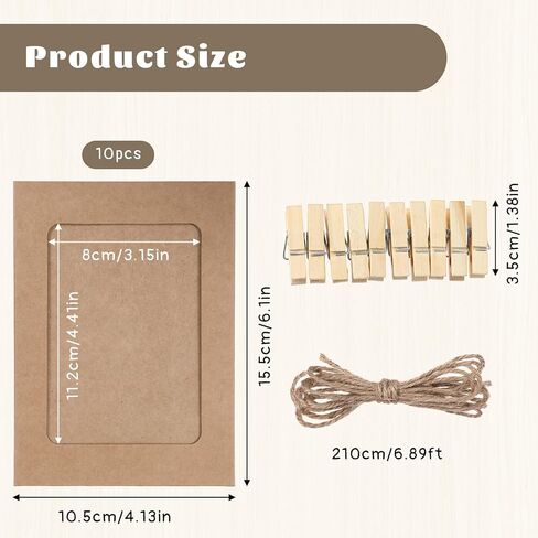 10 PCS Paper Picture Frames ، 4 × 6 بوصة ، إطار صور الورق ، إطارات الصور من الورق المقوى مع مقاطع وسلاسل مقطع DIY معلق حاملي عرض الصور للمنزل ، والفصول الدراسية ، والمكتب ، وحفل الزفاف (KHAKI) in Saudi Arabia