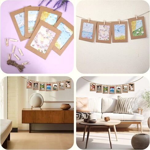 10 PCS Paper Picture Frames ، 4 × 6 بوصة ، إطار صور الورق ، إطارات الصور من الورق المقوى مع مقاطع وسلاسل مقطع DIY معلق حاملي عرض الصور للمنزل ، والفصول الدراسية ، والمكتب ، وحفل الزفاف (KHAKI) in Saudi Arabia