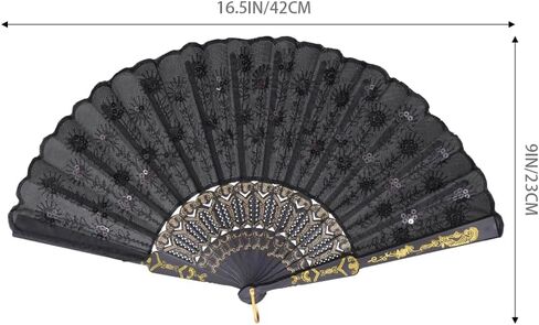 QIRMIZI 10 Pack Fabric Folding Handheld Fans, Perfect for Weddings, Parties, and Dancing,Black in Kuwait