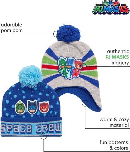 PJ Masks Boys' Winter Hat - 2 Pack Superhero Pom Pom Beanie (Toddler) in Saudi Arabia