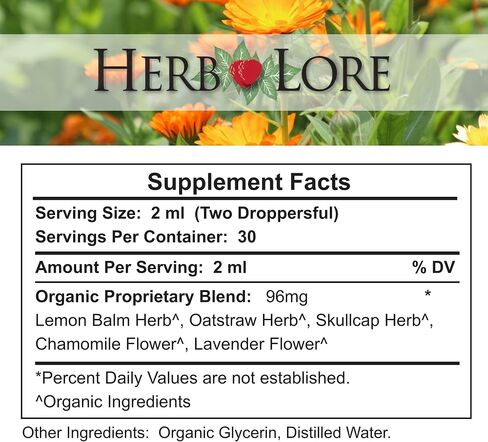 Herb Lore Relax Tincture - Organic Liquid Extract Drops with Lemon Balm, Chamomile, and Skullcap for Kids & Adults (2 fl oz) in Kuwait