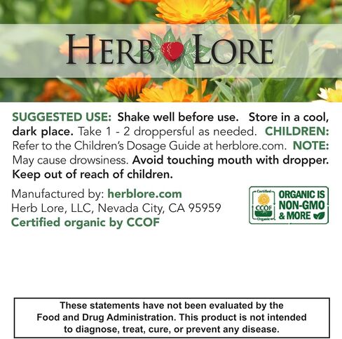Herb Lore Relax Tincture - Organic Liquid Extract Drops with Lemon Balm, Chamomile, and Skullcap for Kids & Adults (2 fl oz) in Kuwait