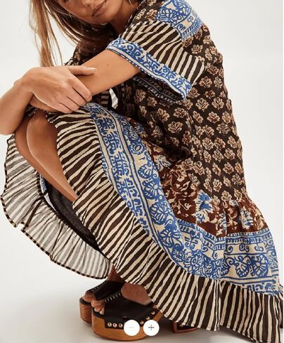 Women’s Boho Mini Dress Y2k Floral Print Deep V-Neck Puff Sleeve Short Dress 2025 Summer Loose Beach Sundress in Kuwait