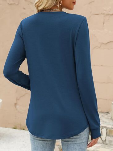 anrabess womens long long henley tops v neck regy dare dressy lourd fit dall flowy ledles 2025 Endery Complements in Kuwait