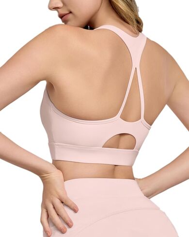 romansong Strappy Longline Sports Bras for Women Molded Cup Workout Cute Running Medium Impact Crop Tops in Saudi Arabia