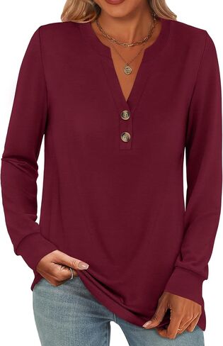 anrabess womens long long henley tops v neck regy dare dressy lourd fit dall flowy ledles 2025 Endery Complements in Kuwait