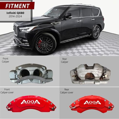 AOOA Caliper Covers Red with White Logo Brake Aluminum 2014-2024 Infiniti QX80(Set of 4) in Kuwait
