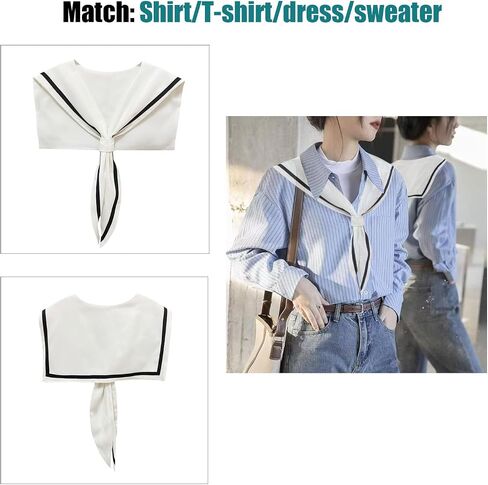 Sailor Collars Scarf for Women Top Fake Collar Necklaces Sailor Shawl wraps Match Sweater Shirt Dress in Saudi Arabia