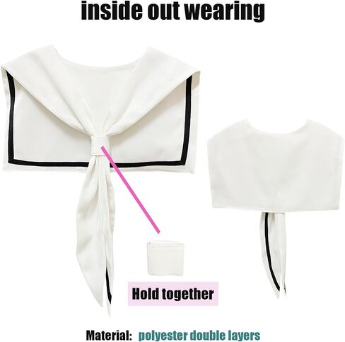 Sailor Collars Scarf for Women Top Fake Collar Necklaces Sailor Shawl wraps Match Sweater Shirt Dress in Saudi Arabia