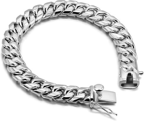 أزياء Men 925 Sterling Silver Bracelet-Original Silver Classic 10mm Cupan Chain 7 "7.5" 8 "8.5" 9 "9.5" 10 "هدية مجوهرات فاخرة in Kuwait