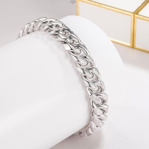 أزياء Men 925 Sterling Silver Bracelet-Original Silver Classic 10mm Cupan Chain 7 "7.5" 8 "8.5" 9 "9.5" 10 "هدية مجوهرات فاخرة in Kuwait