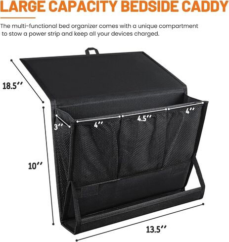 سرير بجانب السرير معلق منظم السرير الجيب مع حامل قطاع الطاقة CADDY متعدد الوظائف للمنظمات عن بعد مجلات نظارات الهاتف ، والأقراص ، والملحقات (7 جيب) in Kuwait
