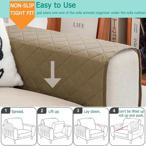 Remote Control Holder for Recliner Armchair Caddy Couch Armrest Organizer, Arm Chair Bedside Caddy Storage Organizer for Recliner Couch With 6 Pockets for Magazine, Tablet, Phone, iPad (Beige) in Saudi Arabia