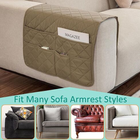 Remote Control Holder for Recliner Armchair Caddy Couch Armrest Organizer, Arm Chair Bedside Caddy Storage Organizer for Recliner Couch With 6 Pockets for Magazine, Tablet, Phone, iPad (Beige) in Saudi Arabia