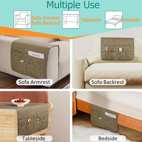 Remote Control Holder for Recliner Armchair Caddy Couch Armrest Organizer, Arm Chair Bedside Caddy Storage Organizer for Recliner Couch With 6 Pockets for Magazine, Tablet, Phone, iPad (Beige) in Saudi Arabia