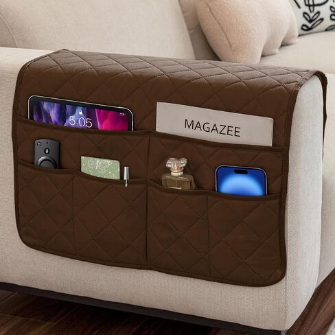 Remote Control Holder for Recliner Armchair Caddy Couch Armrest Organizer, Arm Chair Bedside Caddy Storage Organizer for Recliner Couch With 6 Pockets for Magazine, Tablet, Phone, iPad (Beige) in Saudi Arabia