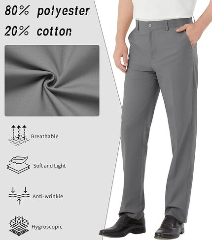 Men's Classic Fit Flex Expandable Waist Flat Front Dress Pants in Saudi Arabia