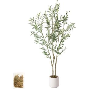 شجرة الزيتون المزيفة الاصطناعية طولها 6 أقدام 1 حصص مع زارع أبيض فو شجرة الزيتون الحرير للمنزل ديكور المكتب in Kuwait