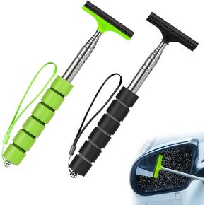 Side Mirror Squeegee Car Mirror Squeegee Retractable Car Rearview Mirror Wiper Portable Car Cleaning Tool for Rainy Foggy Weather Universal Automotive Accessories (2, Green+Black)