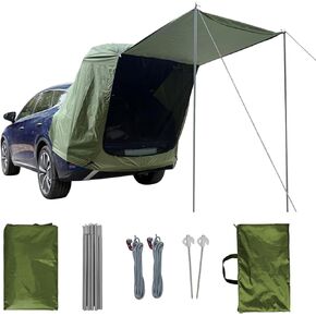 SUV Tents for Camping, 210D Heavy Duty Waterproof Tailgate Tent with Shade SUV Awning & Screen Net, Universal Car Tents for Full Size Camping SUV (Green)