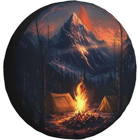 غطاء إطار احتياطي لـ RV SUV Car Funny Sunset Bonfire Print Waterproof Groof Proof Gover
