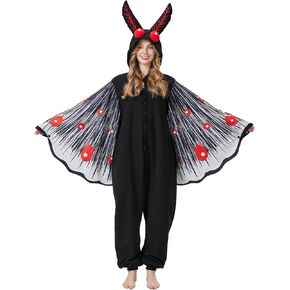WAWRTOU Mothman Onesie Broad Sleeves Mothman Costume Mysterious and Mythical Creature Outfit for Adults