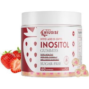 Inositol Gummies, Inositol Supplement with Myo-Inositol & D-Chiro Inositol + Vitamin D3, Ideal 40:1 Ratio, with Magnesium Glycinate 400mg, Supports Regular Cycle for Women, Vegan