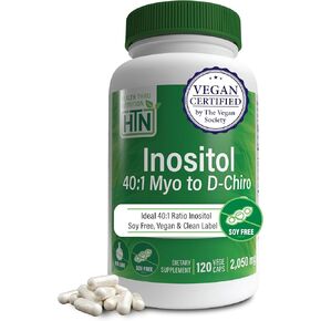 Health Thru Nutrition Inositol Supplement 40:1 Myo-Inositol to D-Chiro-Inositol Ratio 2050mg Per Serving | 120 Capsules | Certified Vegan | Non-GMO