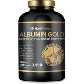ROYAL CANADIAN Albumin Gold 1700mg | Liver Function | Kidney Function | Fatigue Recovery | Immune System (200 x 1700mg Capsules)