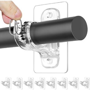 8 Pack No Drill Adhesive Curtain Rod Brackets, No Wall Damage Rod Holders, Sticky Curtain Rods Hooks, Nail Free Adjustable Curtain Hanger for Wall, Decor Living Room, Bedroom, Bathroom, Kitchen