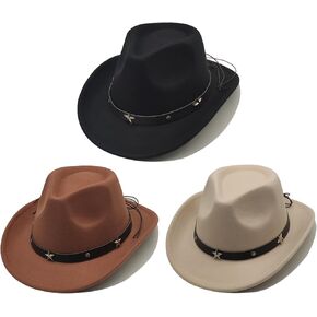 3 Pcs Kids Cowboy Hat Cowgirl Hat for Girl Boys Cowboy Hat with Buckle Belt Wide Brim Fedora Hat Dress Up Costume