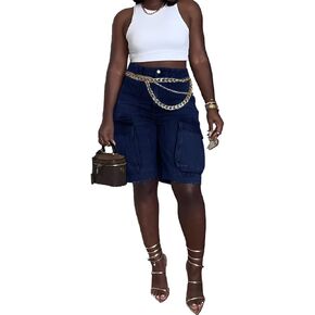 Women Y2k Baggy Denim Shorts Loose Fit Mid Rise Cargo Long Jean Shorts