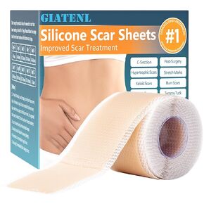 Silicone Scar Sheets, Silicone Scar Tape, Reusable Scar Silicone Strips for Scar Removal Treatment, Soft Silicone Scar Sheets for Surgical Scars, Keloid, C-Section, Burn et(1.6" x 59" Roll-1.5M)