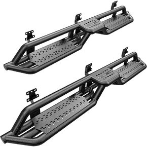 6“ Running Boards Side Steps Compatible for 2015-2022 Ford F150, Compatible for 2017-2022 Ford F250 Super Duty SuperCrew/Crew Cab 4 Full Size Doors, Two-Stair Design Nerf Bars, Black