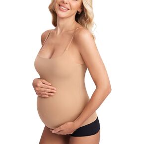 MOMANDA Inbarely Maternity Tank Top for Woman Square Neck Camisole with Built in Bra Sleeveless Pregnancy Basic Yoga Tops in Kuwait
