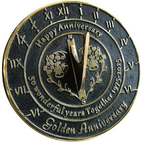 NauticalMart 50th Golden Wedding Anniversary Unique Marriage Present for Parents, Grandparents, Friends, Husband or Wife, Couples, Him & Her Wedding Anniversary Sundial Gift 2025 (50th Anniversary)