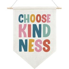 Choose Kindness Canvas Hanging Pennant Flag, Farmhouse Porch Home School Classroom Kids Room Playroom Bedroom Decor, Inspirational Gifts for Family Friend Coworker Classmate BFF