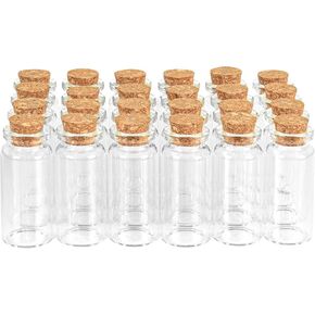24 Pack 10 ml Glass Bottles with Cork Stopper，Mini Glass bottle with cork，Small DIY Decoration jars Storage Container for Halloween Decorations,Wedding Party Favors
