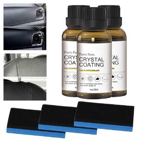 3PCS Car Plastic Plating Refurbishing Agent, Crystal Coating,Crystal Coating for Car Plastic Parts with Sponge,Easy to Use Cars Refresher